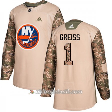 Män Ishockey New York Islanders Tröja Thomas Greiss 1 Adidas 2017-2018 Camo Veterans Day Practice Authentic